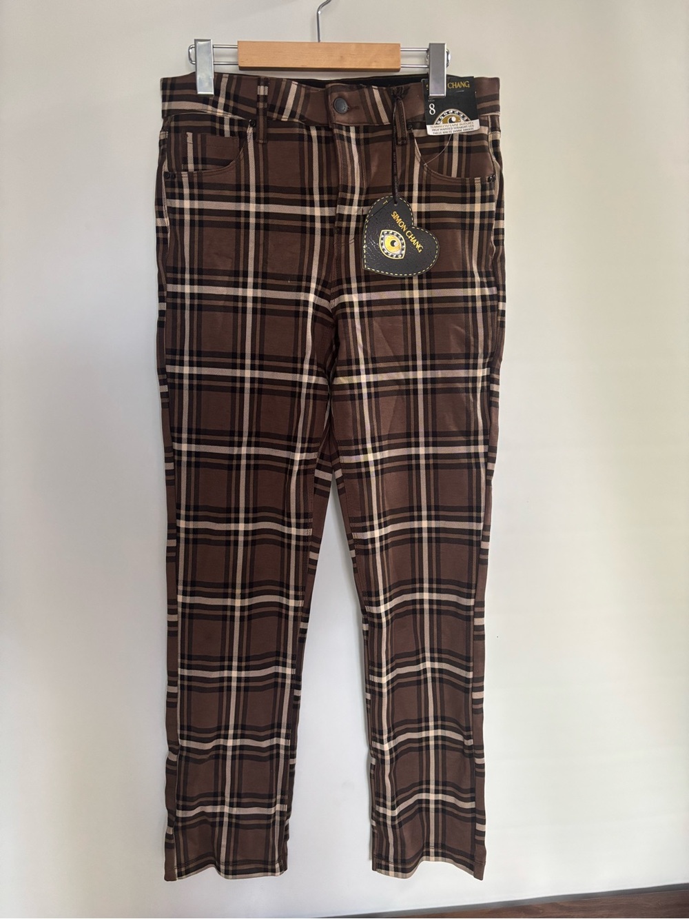 Simon Chang Brown Plaid Chinos